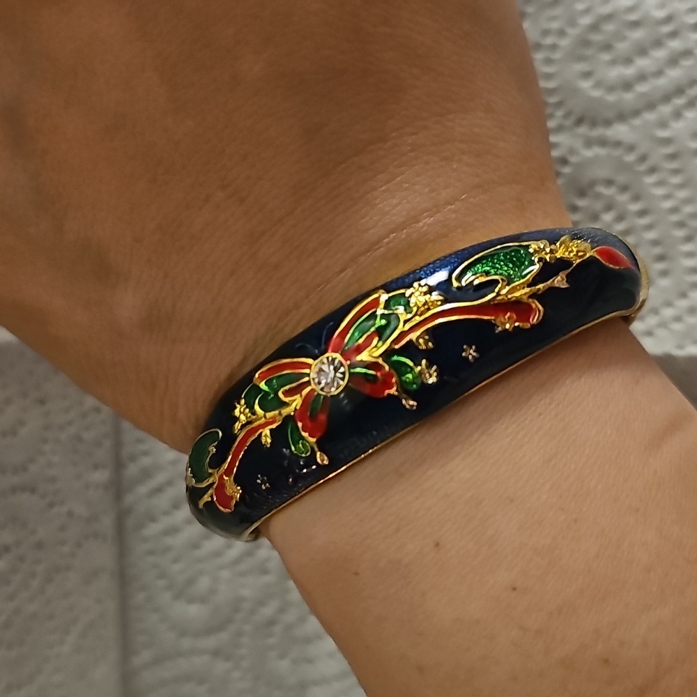 Vintage Butterfly Enamel Clamper Bracelet